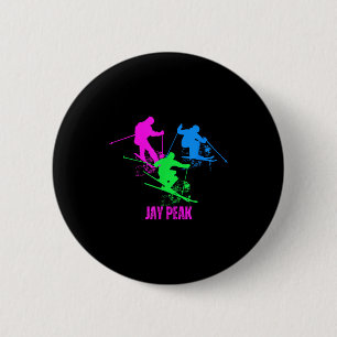 Retro jay peak vermont skiing skier 90s 6 cm round badge