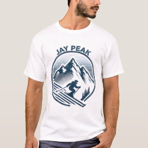 Retro Jay Peak Vermont Skiing Skier Blue Vintage M T-Shirt