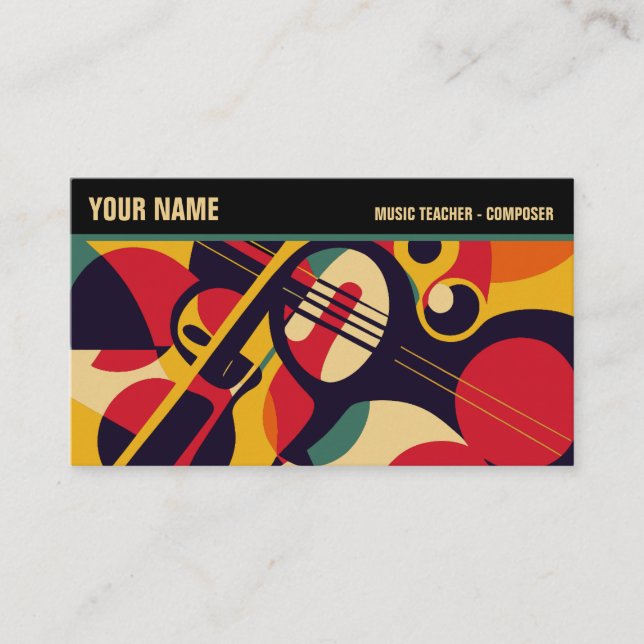 Retro Jazz Abstract Music Professional Business Card (Front)