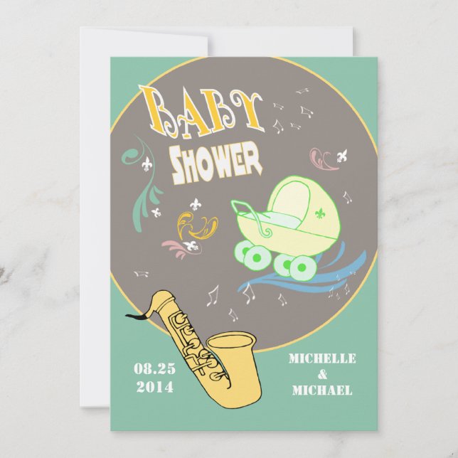Retro Jazz Couples Baby Shower Invitation (Front)