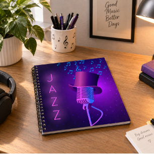 Retro Jazz Mic Square Notebook