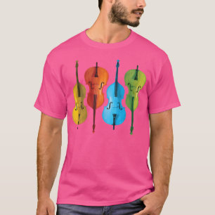 Retro Jazz Music Colourful Double Bass T-Shirt