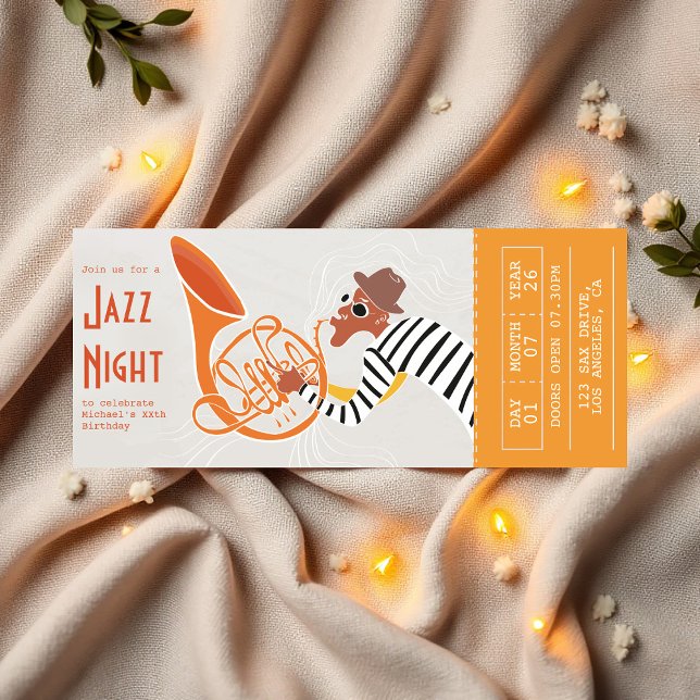 Retro Jazz Night Ticket Invitation (Retro Jazz Night Ticket Invitation)