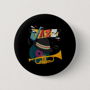 Retro Jazz Trumpets Funny Player Music Festival Ne 6 Cm Round Badge