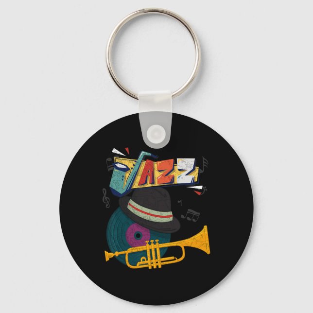Retro Jazz Trumpets Funny Player Music Festival Ne Key Ring (Front)