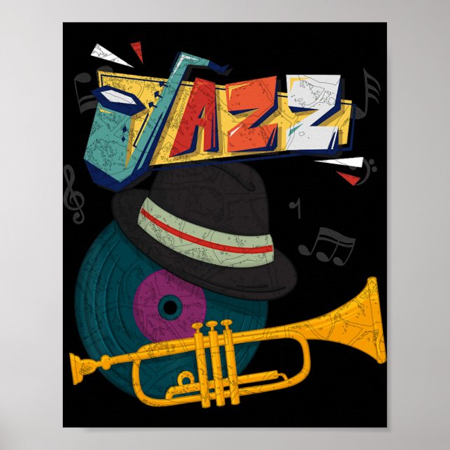 Retro Jazz Trumpets Funny Player Music Festival Ne Poster (Front)