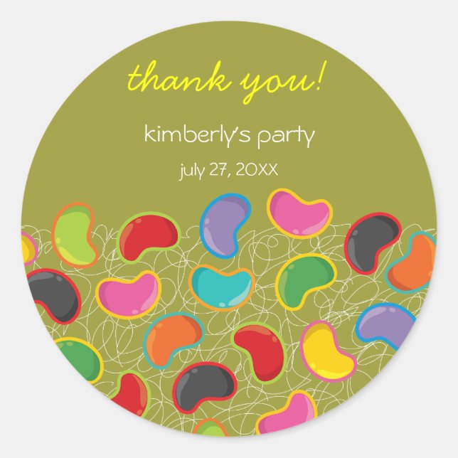 Retro Jellybean Pop Sweet Candy Whimsical Birthday Classic Round Sticker (Front)