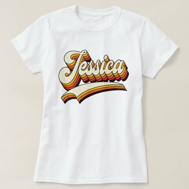 Retro Jessica Name 70s Vintage Design T-Shirt (Design Front)
