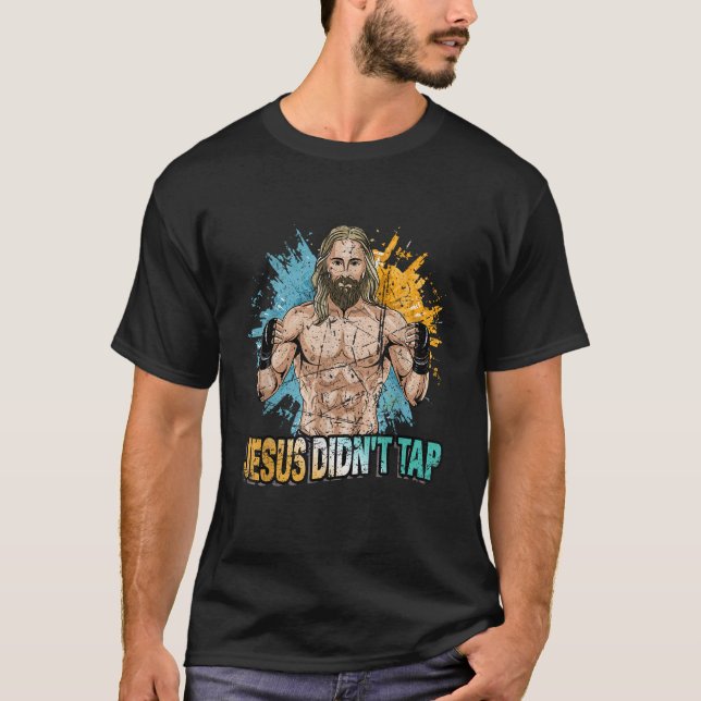 Retro Jesus Didnt Tap Funny MMAs BJJ Jiujitsu  T-Shirt (Front)
