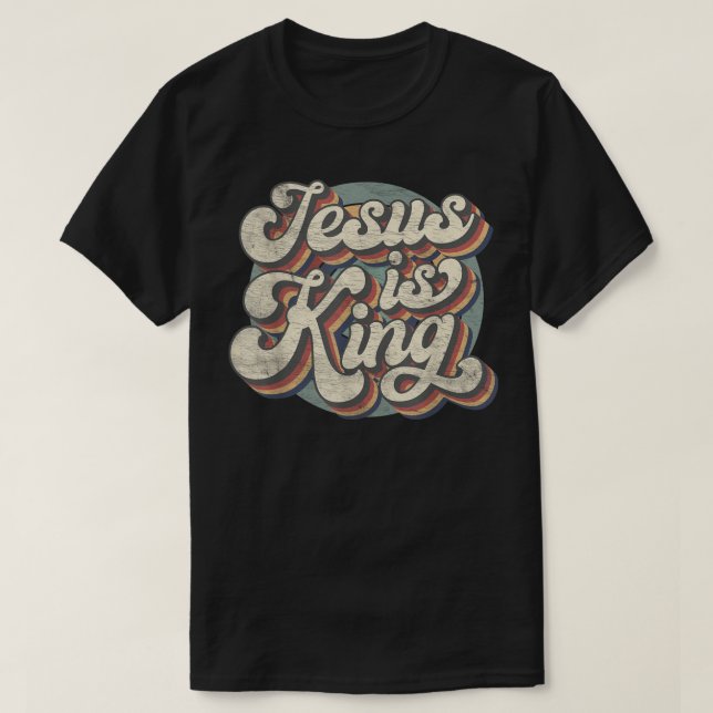 Retro Jesus Is King Christian Bible Religious Mens T-Shirt (Design Front)