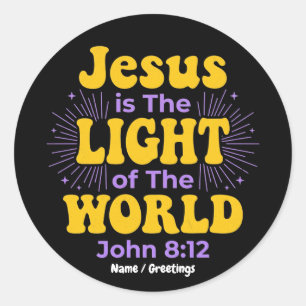 Retro Jesus is the Light of the World John 8 12 Classic Round Sticker