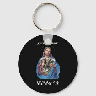 Retro Jesus Shovelhead I Forgive all the haters Bi Key Ring