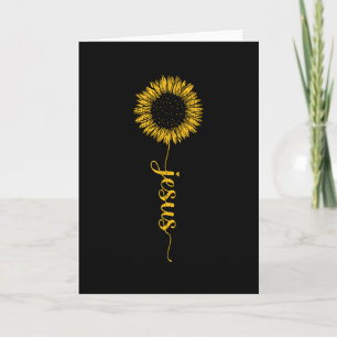 Retro Jesus Sunflower Christian Faith Gift For Her Card