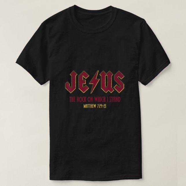 Retro Jesus The Rock On Which I Stand Faith Christ T-Shirt (Design Front)