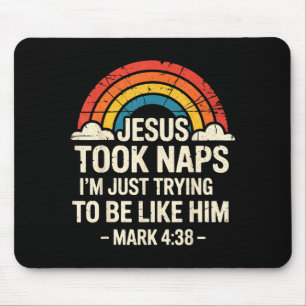Retro Jesus Took Naps Mark Bible Verse Mouse Mat
