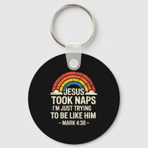 Retro Jesus Took Naps Mark Scripture Design Key Ring