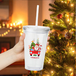 Retro Jingle And Mingle Christmas Santa Red Acrylic Tumbler