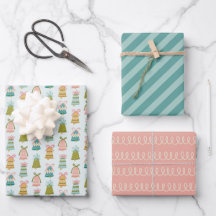 Retro Jingle Bells Christmas Wrapping Paper Set