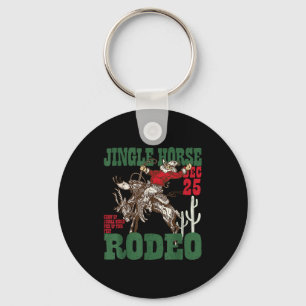 Retro Jingle Horse Rodeo Christmas Funny Western C Key Ring