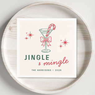 Retro Jingle Mingle Christmas Party Napkin