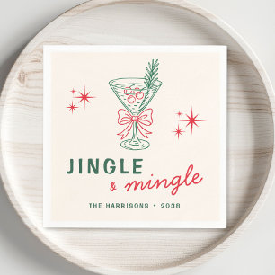 Retro Jingle Mingle Christmas Party Napkin