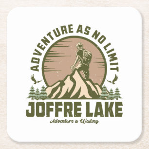 Retro Joffre Lake Hike Square Paper Coaster