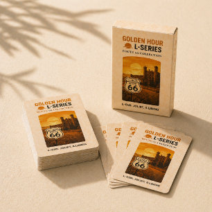 Retro Joliet Illinois Route 66 Landmark Art Playing Cards