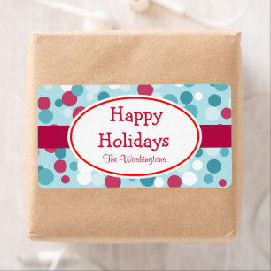 Retro Jolly Christmas Dots Labels