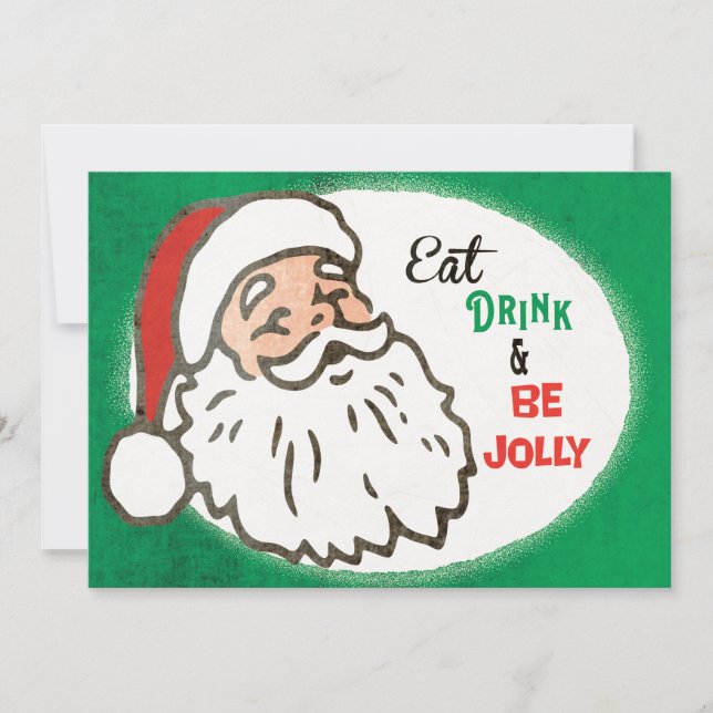 Retro Jolly Santa Christmas Party Invitation (Front)
