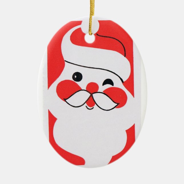 Retro Jolly Santa Claus Ceramic Tree Decoration (Front)