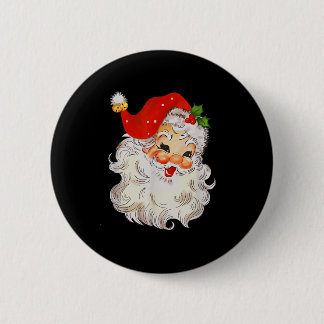 Retro Jolly Santa Claus Face Vintage St. Nick Chri 6 Cm Round Badge