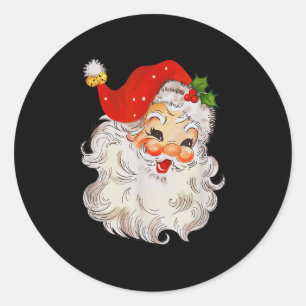 Retro Jolly Santa Claus Face Vintage St. Nick Chri Classic Round Sticker
