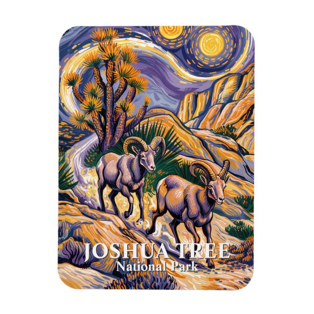Retro Joshua Tree Landscape Animal Sheep Van Gogh Magnet (Vertical)