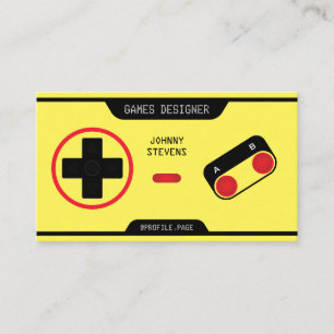 Retro joypad cotroller look yellow business card