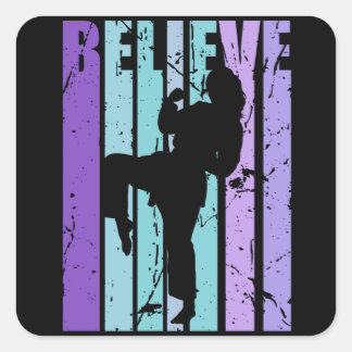 Retro Judo Karate Martial Arts Womens Kids Girls Square Sticker