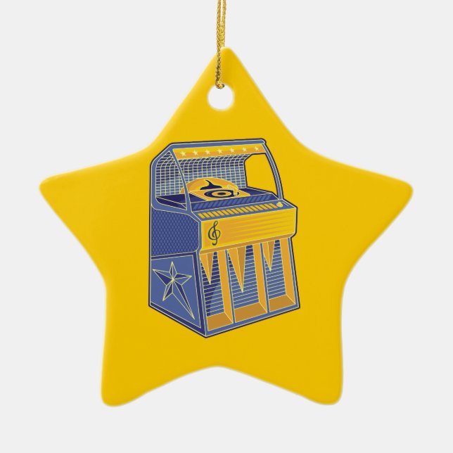 Retro Jukebox Ceramic Tree Decoration (Front)