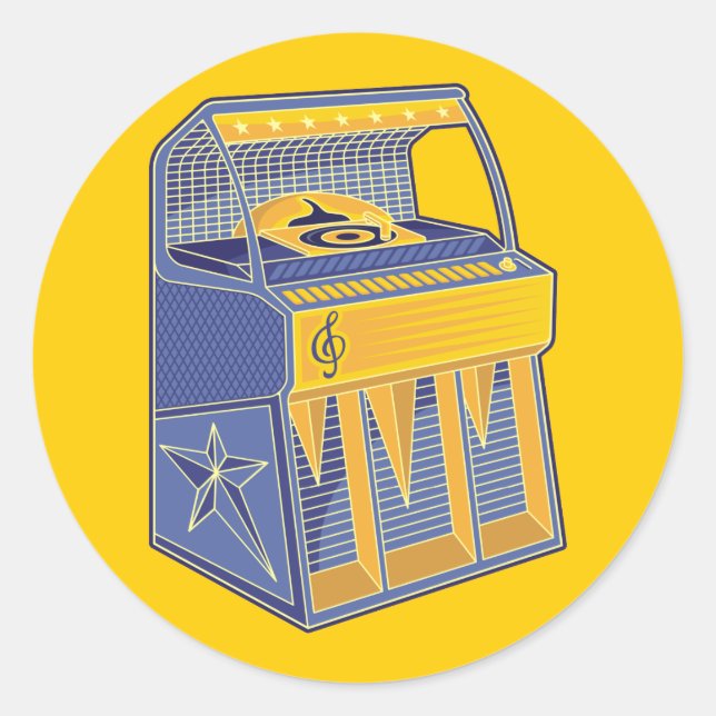 Retro Jukebox Classic Round Sticker (Front)