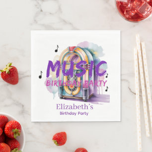 Retro Jukebox Music Birthday Party Napkin