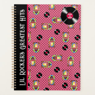 Retro Jukebox Vinyl Records Music Pink Personalise Planner