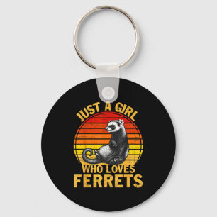 Retro Just A Girl Who Loves Ferrets Ferret Lover  Key Ring