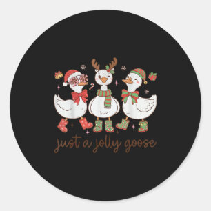 Retro Just A Jolly Goose Satan Christmas Holiday C Classic Round Sticker