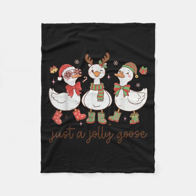 Retro Just A Jolly Goose Satan Christmas Holiday C Fleece Blanket (Front)