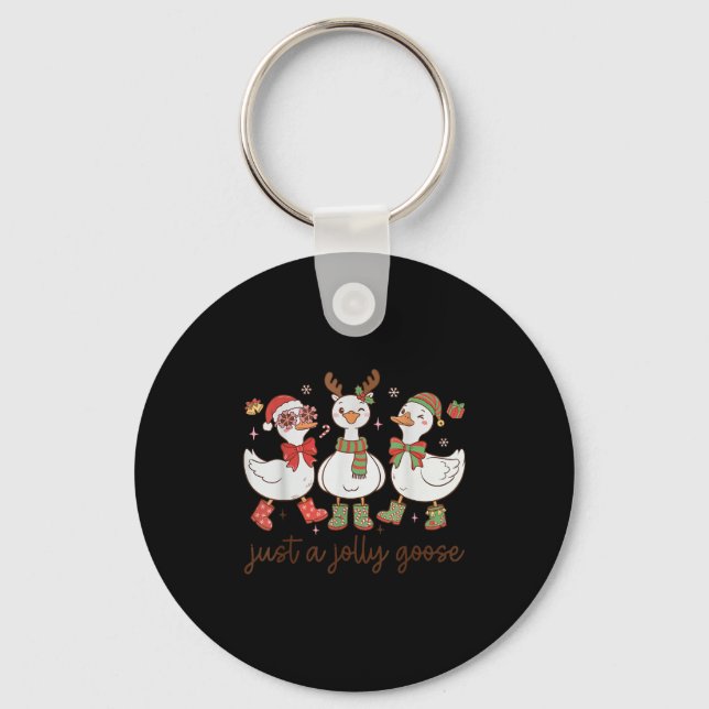 Retro Just A Jolly Goose Satan Christmas Holiday C Key Ring (Front)