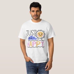 Retro "Just Be Happy" Smiley Face T-Shirt 