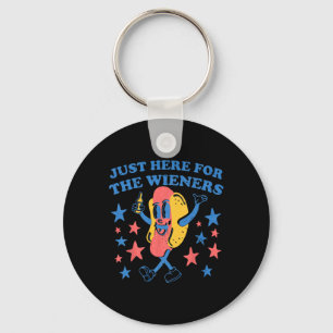 Retro Just Here For The Wieners 4th Of July Funny  Key Ring