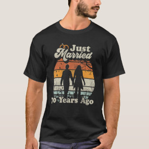 Retro Just Married 70 Years Ago 70th Wedding Anni T-Shirt