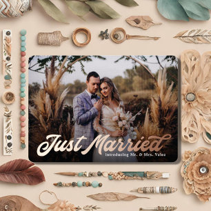 Retro Just Married Announcement Real Foil Headline
