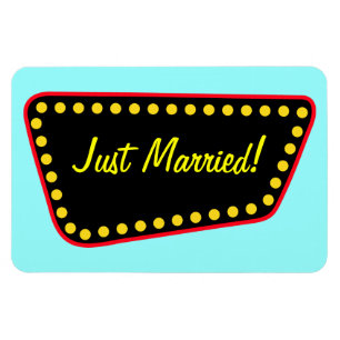 Retro Just Married Magnet