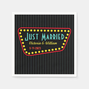 Retro Just Married Wedding Napkins 