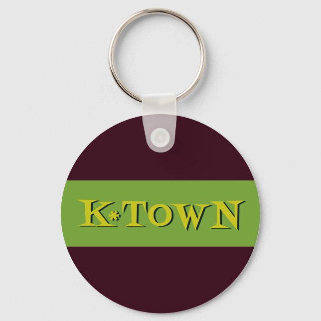 Retro K*Town Avocado Gold Key Ring (Front)